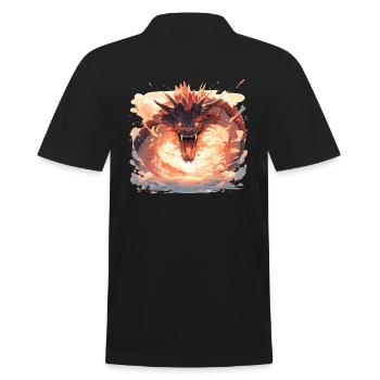 Drache mystisch Lindwurm Monster Ungeheuer Biest - Männer Poloshirt - Schwarz - Hinten - Kai (181cm)