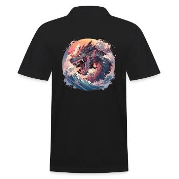 Drache mystisch Lindwurm Monster Ungeheuer Biest - Männer Poloshirt - Schwarz - Hinten - Kai (181cm)