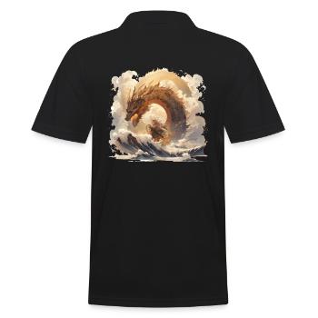 Drache mystisch Lindwurm Monster Ungeheuer Biest - Männer Poloshirt - Schwarz - Hinten - Kai (181cm)