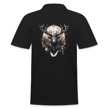 Elk deer nature Scandinavian forest - Männer Poloshirt - Schwarz - Hinten - Kai (181cm)