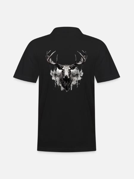 Elghjorte natur Skandinavisk skov - Herre poloshirt - sort