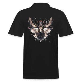 Elk deer nature Scandinavian forest - Männer Poloshirt - Schwarz - Hinten - Kai (181cm)