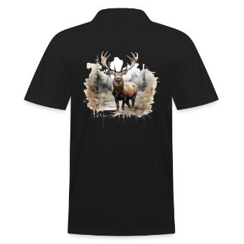 Cerf d’élan nature forêt scandinave - Polo Homme - noir - Dos - Kai (181cm)