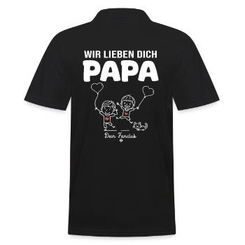 Wir lieben dich Papa dein Fanclub 2 kinder - Männer Poloshirt - Schwarz - Hinten - Kai (181cm)