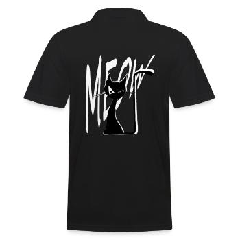 creepy Halloween cat Meow Miau comic - Men's Polo Shirt - black - Back - Kai (181cm)