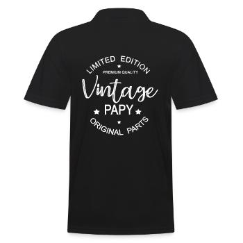 vintage grandpa cool birthday gift grandfather - Men's Polo Shirt - black - Back - Kai (181cm)