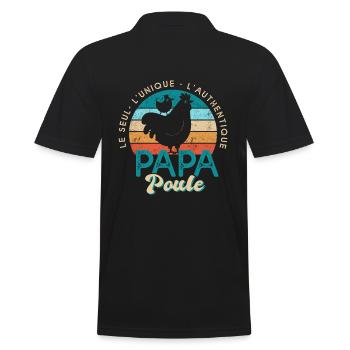 papa poule cadeau fête des pères - Polo Homme - noir - Dos - Kai (181cm)