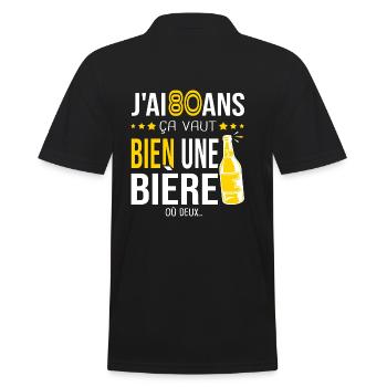 Cadeau d anniversaire 80 ans j ai 80 ans et bière - Polo Homme - noir - Dos - Kai (181cm)