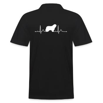 POLSKI OWCZAREK NIZINNY heartbeat Herzschlag - Männer Poloshirt - Schwarz - Hinten - Kai (181cm)