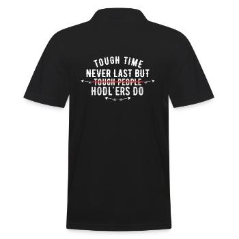 Harte Zeit dauert nie, aber HODLer tun es - HODL Crypto - Männer Poloshirt - Schwarz - Hinten - Kai (181cm)