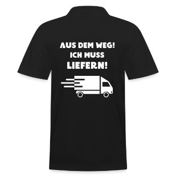 Lieferdienst Zusteller Paketbote Post Spruch - Männer Poloshirt - Schwarz - Hinten - Kai (181cm)