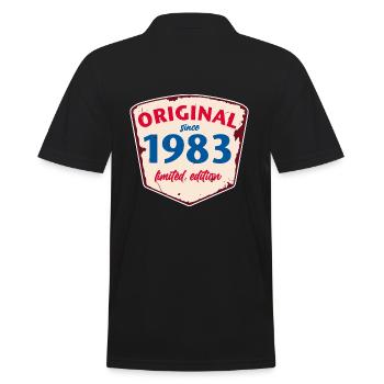 1983 Blechschild - limeted edition - Vintage - Männer Poloshirt - Schwarz - Hinten - Kai (181cm)