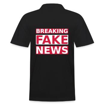Breaking Fake News - Männer Poloshirt - Schwarz - Hinten - Kai (181cm)