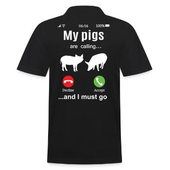 Schwein lustig Schweine rufen Landwirt Geschenk - Männer Poloshirt - Schwarz - Hinten - Kai (181cm)
