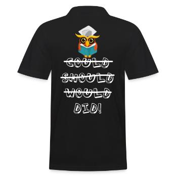Owl Klug Graduation University Celebration Graduate completed - Men's Polo Shirt - black - Back - Kai (181cm)