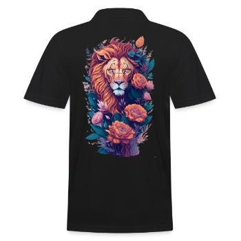 Löwe - Männer Poloshirt - Schwarz - Hinten - Kai (181cm)