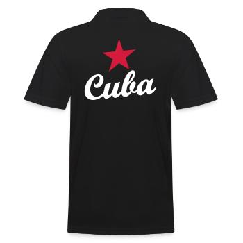 KUBA CUBA MIT ROTEM STERN - Männer Poloshirt - Schwarz - Hinten - Kai (181cm)
