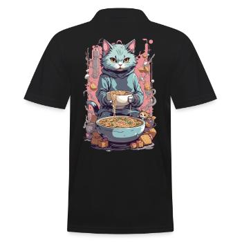 Chat Chef Ramen Japon Nourriture Les chats adorent - Polo Homme - noir - Dos - Kai (181cm)