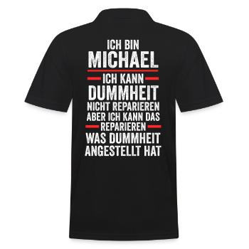 Michael - Männer Poloshirt - Schwarz - Hinten - Kai (181cm)