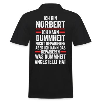 Norbert - Männer Poloshirt - Schwarz - Hinten - Kai (181cm)