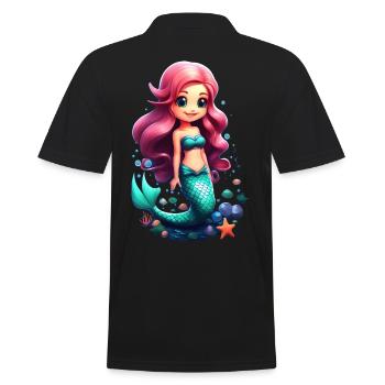 Bezaubernde Chibi Meerjungfrau mit rosa Haar - Männer Poloshirt - Schwarz - Hinten - Kai (181cm)