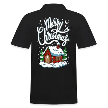 Weihnachten Frohe Weihnachten Haus Cottage Baum Schnee - Männer Poloshirt - Schwarz - Hinten - Kai (181cm)