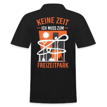 Keine Zeit ich muss zum Freizeitpark - Männer Poloshirt - Schwarz - Hinten - Kai (181cm)