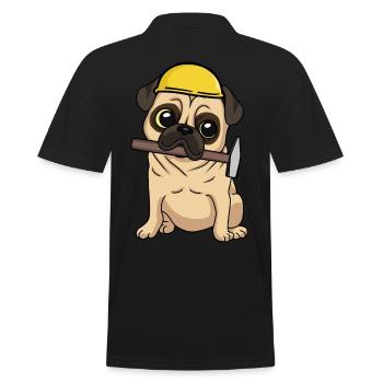 Baustelle Tiefbau Mops Handwerker bauen Hammer Job - Männer Poloshirt - Schwarz - Hinten - Kai (181cm)
