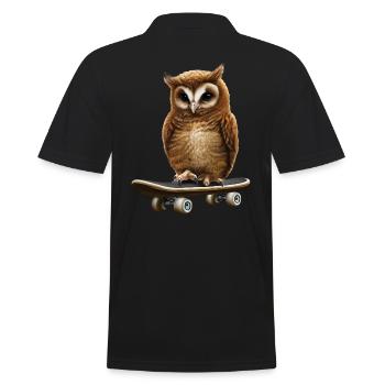 Skater Eule - Männer Poloshirt - Schwarz - Hinten - Kai (181cm)