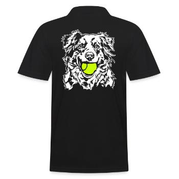 Australian Shepherd Ball Ball Junkie Dogs Wilsigns - Men's Polo Shirt - black - Back - Kai (181cm)