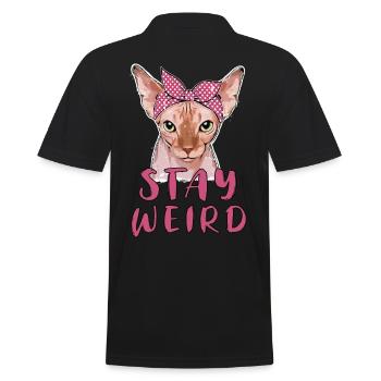 Stay Weird Sphynx Cat Katzenhalter Geschenk - Männer Poloshirt - Schwarz - Hinten - Kai (181cm)
