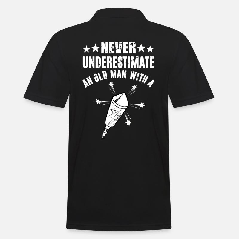 Never Underestimate Rakete - Männer Poloshirt - Schwarz