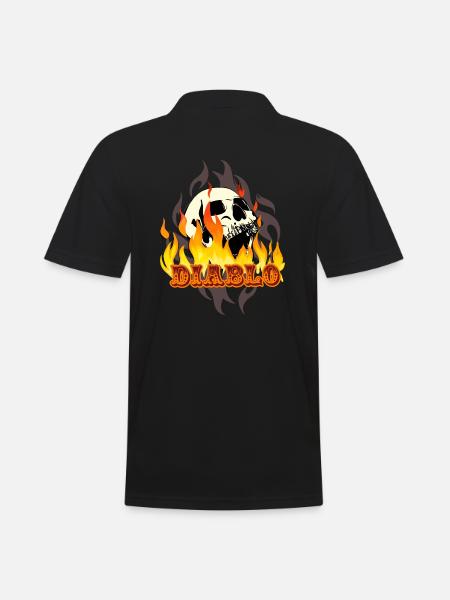 El Diablo, devil, skull, tattoo, flames - Men's Polo Shirt - black