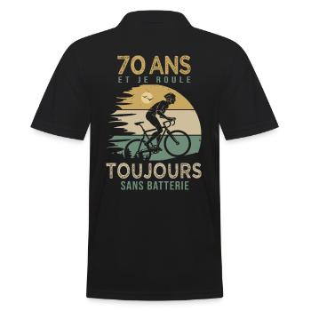70 ans cadeau vélo 70 anniversaire velo - Polo Homme - noir - Dos - Kai (181cm)