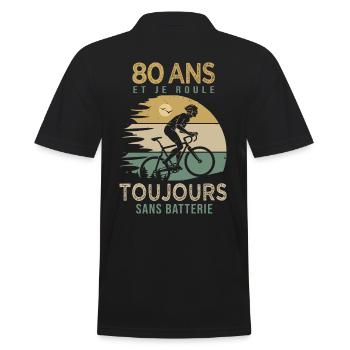 80 ans cadeau vélo 80 anniversaire velo - Polo Homme - noir - Dos - Kai (181cm)