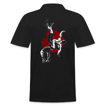 Ringer - Männer Poloshirt - Schwarz - Hinten - Kai (181cm)