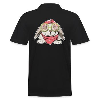 Lapin avec lunettes de cadeau de Rockabilly doux - Polo Homme - noir - Dos - Kai (181cm)
