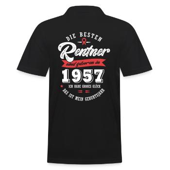 1957 Geburtstag Rentner geboren 1957 - Männer Poloshirt - Schwarz - Hinten - Kai (181cm)