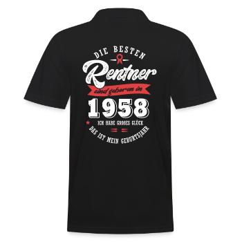 1958 Geburtstag Rentner geboren 1958 - Männer Poloshirt - Schwarz - Hinten - Kai (181cm)