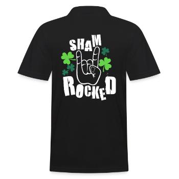 Shamrock St Patricks - Männer Poloshirt - Schwarz - Hinten - Kai (181cm)