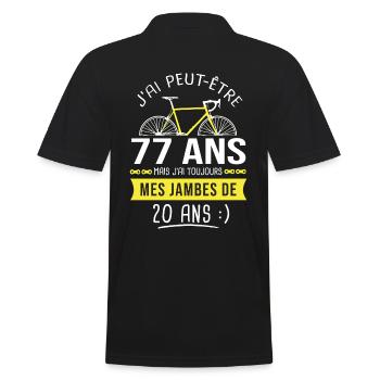 cycliste humour anniversaire 77 ans vélo sport - Polo Homme - noir - Dos - Kai (181cm)