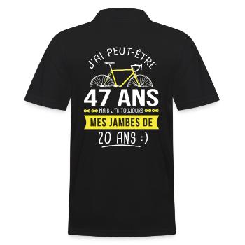 cycliste 47 ans humour anniversaire 47 ans - Polo Homme - noir - Dos - Kai (181cm)