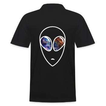 Alien looking in Space - Galaxie Augen - Männer Poloshirt - Schwarz - Hinten - Kai (181cm)