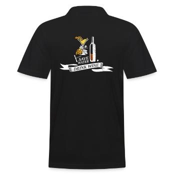 Save water drink wine - Männer Poloshirt - Schwarz - Hinten - Kai (181cm)