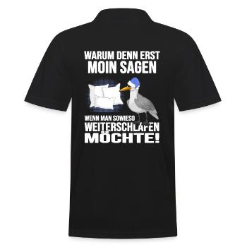 Küstenkind Moin moin Langschläfer Morgenmuffel - Männer Poloshirt - Schwarz - Hinten - Kai (181cm)