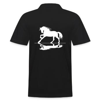 Pferdemotiv, Reitmode für Pferdefreunde und Reiter - Männer Poloshirt - Schwarz - Hinten - Kai (181cm)
