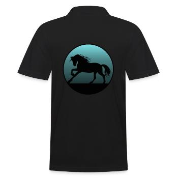 Pferde und Reiten. Reitmode für Pferdefreunde - Männer Poloshirt - Schwarz - Hinten - Kai (181cm)