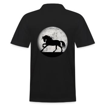 Pferde und Reiten. Reitmode für Pferdefreunde - Männer Poloshirt - Schwarz - Hinten - Kai (181cm)
