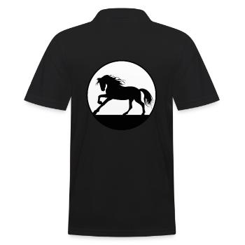 Pferde und Reiten. Reitmode für Pferdefreunde - Männer Poloshirt - Schwarz - Hinten - Kai (181cm)