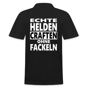 Echte Helden craften ohne Fackeln. Gaming lustig - Männer Poloshirt - Schwarz - Hinten - Kai (181cm)